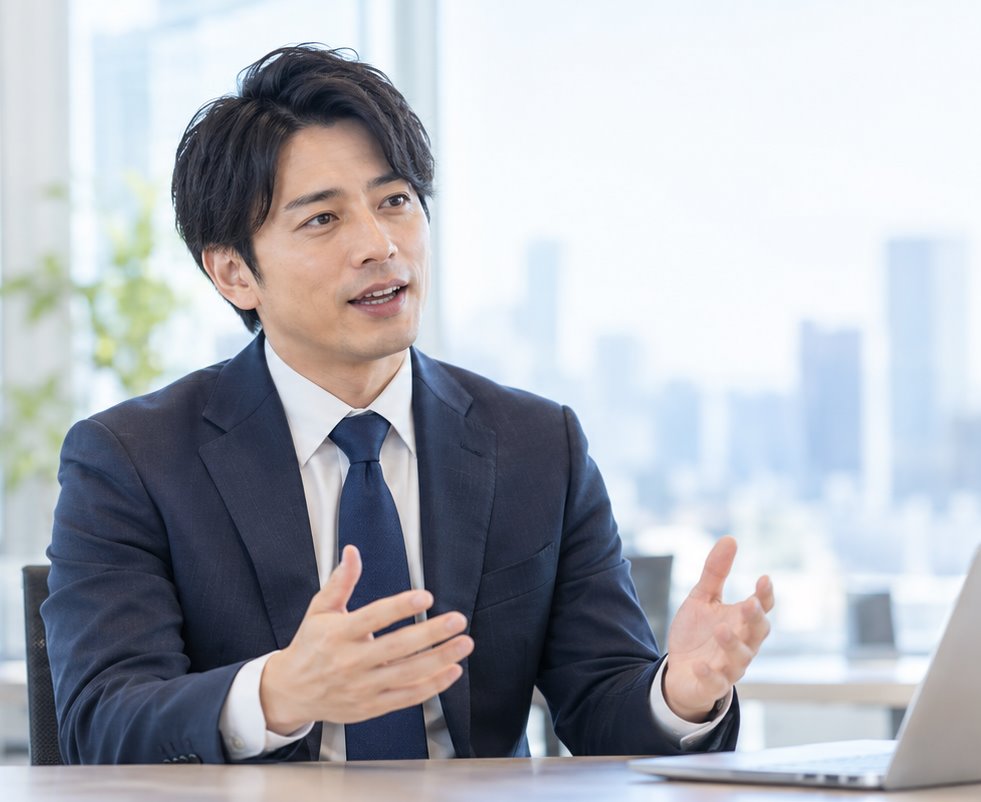 同じ人が、身ぶりを交えて英語で話し続けている